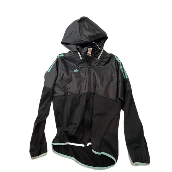 Adidas Full Zip Windbreaker Hoodie Womans M (8-10) - Picture 1 of 3